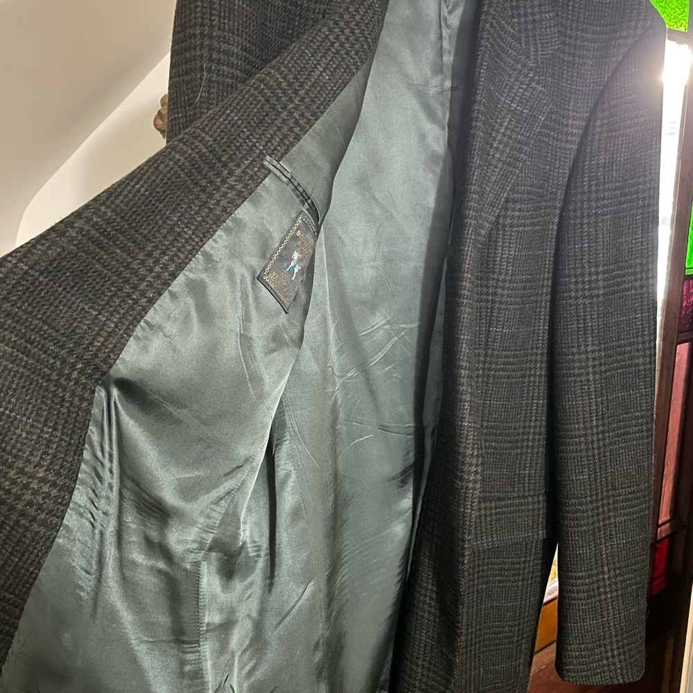 Vintage Hart Schaffner Marx Charcoal Green Check Blazer - Picture 6 of 10